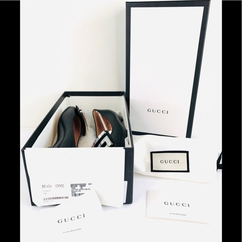 GUCCI Malaga Crystal Square GG Madelyn BALLET Flat - Picture 2 of 12